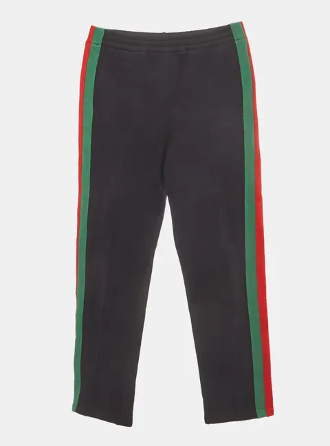 Gucci Kids Navy Blue Web Stripe Cotton Knit Track Pants 12 Yrs