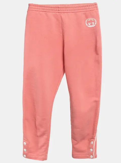 Gucci Pink Logo Print Cotton Knit Trackpants 6 Yrs