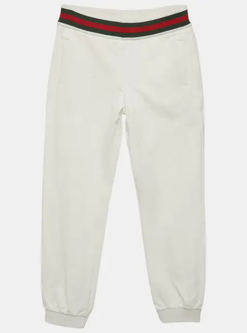 Gucci Kids White Web Trim Waistband Cotton Joggers 8 Yrs