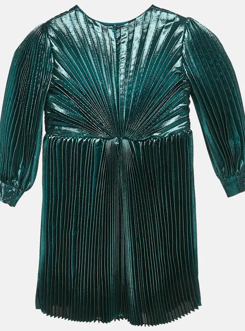 Gucci Kids Green Lam&eacute; Pleated Dress 5 Yrs