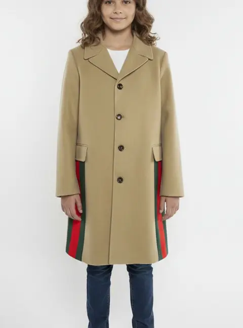 Gucci Beige Wool Button Front Long Sleeve Coat 12 Yrs