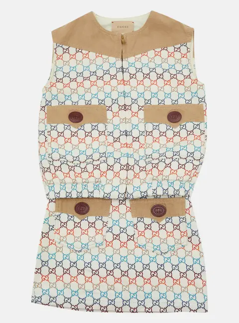 Gucci Multicolour GG  Jacquard Monogram Denim Vest & Skirt Set 6 Yrs