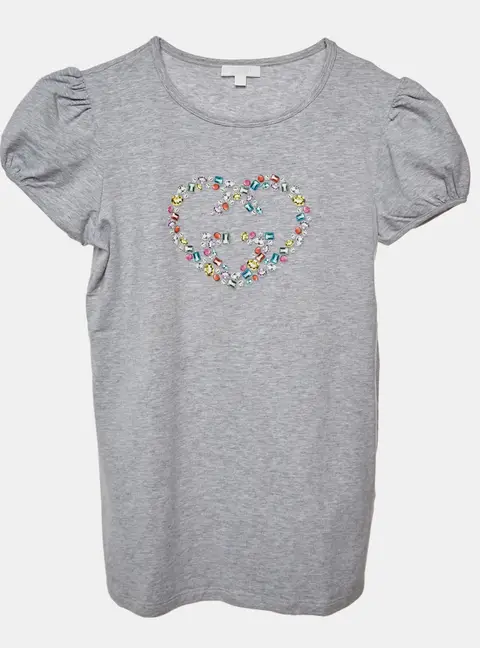 Gucci Kids Grey Printed Jersey Top 12Yrs