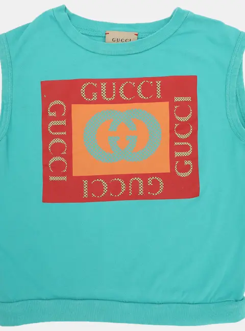 Gucci Turquoise Interlocking G Printed Jersey Sleeveless Top 5 Years