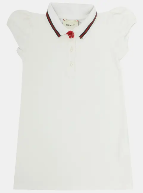 Gucci White Stretch Cotton Web Shirt Dress 24 months