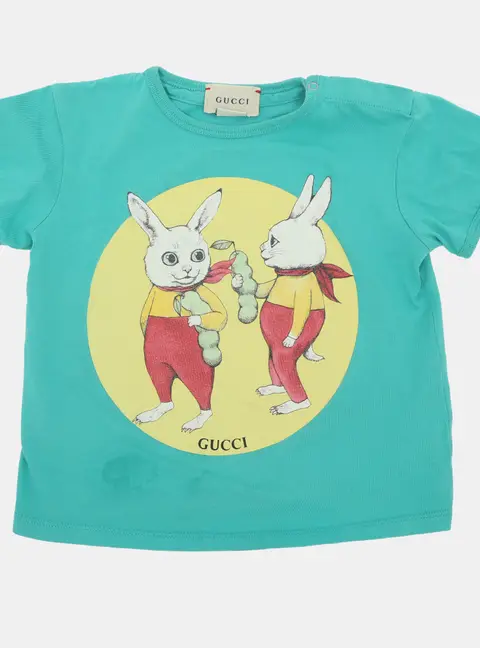 Gucci x Yuko Higuchi Green Printed Cotton Top 24 months