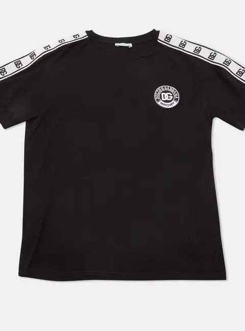 Dolce & Gabbana Kids Black DG Applique Jersey T-Shirt 7/8Yrs