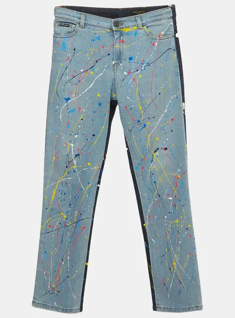 Dolce & Gabbana Kids Two Tone Pain-Splatter Jeans 11/12 Yrs Waist 27"