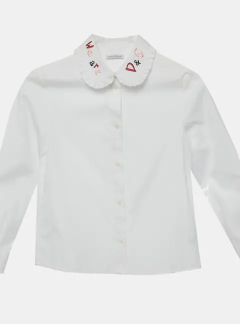 Dolce & Gabbana Kids White Cotton We Are D&G Embroidered Shirt 7/8 Yrs