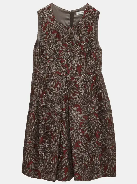 Dolce & Gabbana Kids Burgundy Floral Brocade Pleated Dress 6 Yrs