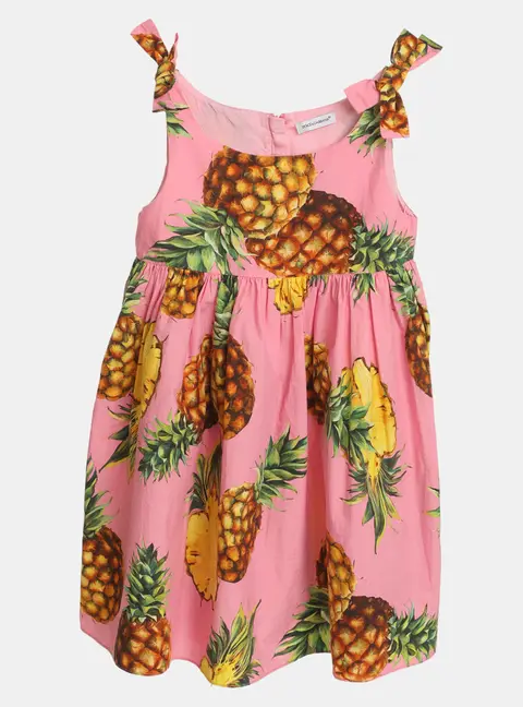 Dolce & Gabbana Pink Pineapple Print Dress 4 Yrs