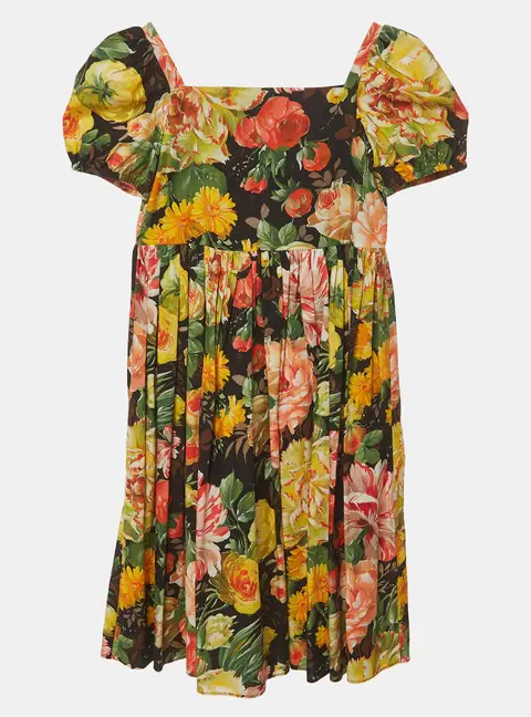 Dolce & Gabbana Kids Multicolour Floral Print Poplin Flared Dress 9/10Yrs