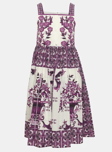 Dolce & Gabbana Purple Majolica-Print Cotton Maxi Dress 12 Years