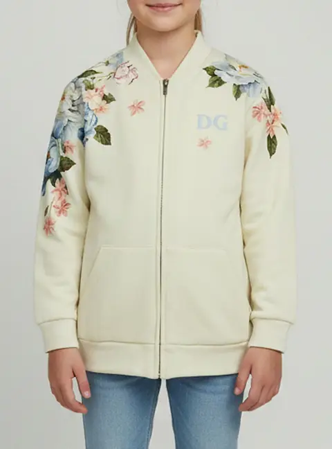 Dolce & Gabbana Kids Yellow Magnolia Print Cotton Jacket Size 4 Yrs