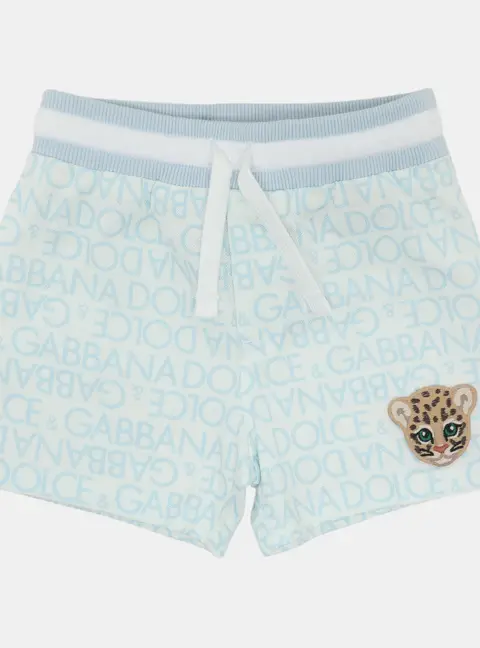 Dolce & Gabbana Blue/White Logo Print Knit Shorts 6-9 Month