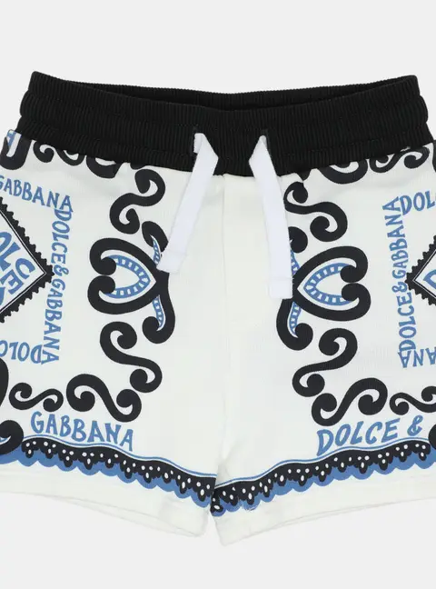 Dolce & Gabbana White Logo Print Knit Shorts 6-9 Month