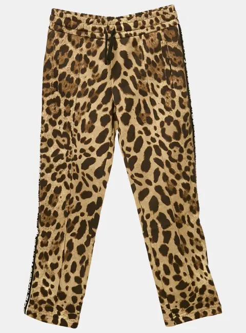 Dolce & Gabbana Kids Brown Leopard Print Cotton Track Pants 7/8 Yrs