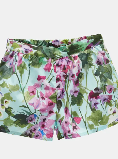 Dolce & Gabbana Kids Blue Floral Print Cotton Shorts 6 Yrs