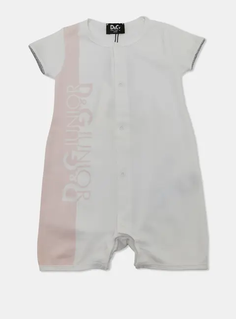 D&G Junior Logo Print White Jersey Romper 6/9 M