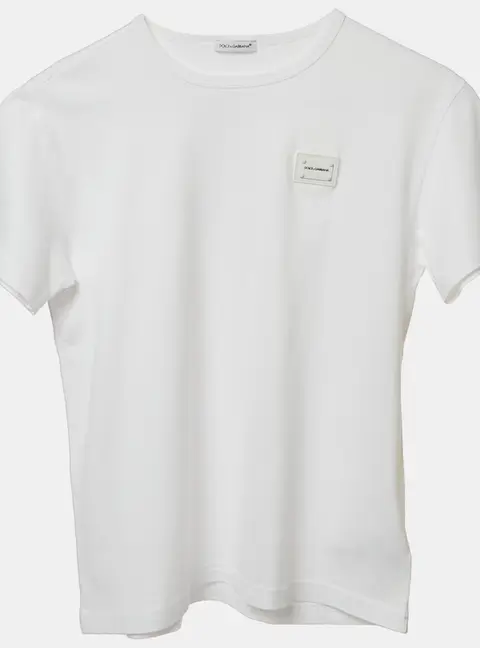Dolce & Gabbana Kids White Cotton Logo Plaque Detail T-Shirt 9-10 Yrs