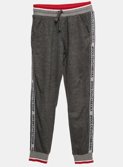 Dolce & Gabbana Kids Grey Patterned Jersey Jogger Pants 9/10 Yrs