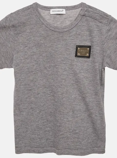 Dolce & Gabbana Kids Grey Cotton Crew Neck T-Shirt 18-24 M