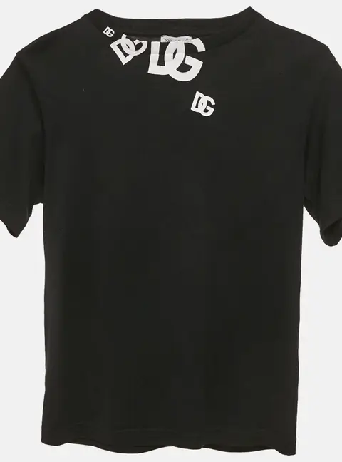 Dolce & Gabbana Kids Black Logo Print Crew Neck T-Shirt 6 Yrs