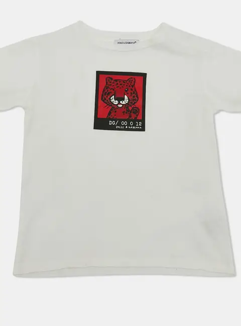 Dolce & Gabbana Kids White Printed Cotton Crew-Neck T-Shirt 18-24 M
