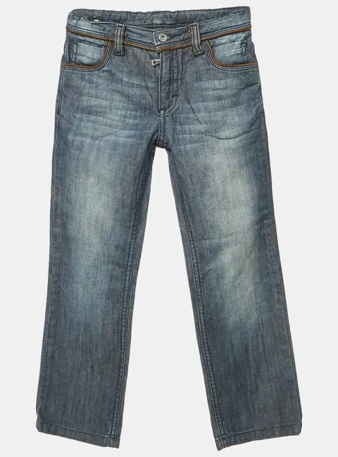 Dolce & Gabbana Junior Blue Denim Logo Plaque Skinny Fit Jeans 6Y Waist 22"