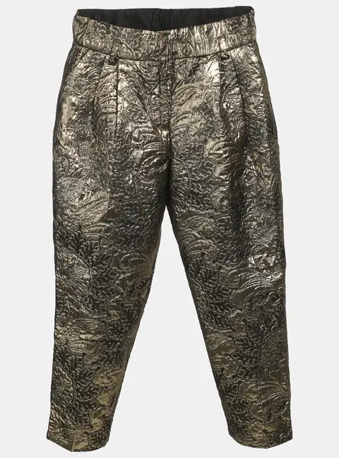 Dolce & Gabbana Gold Jacquard Fabric Pants 7-8 Yrs