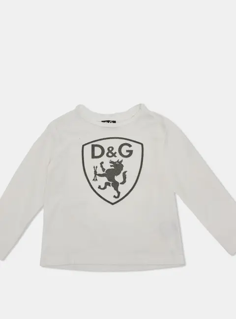 Dolce & Gabbana Junior White Flocked-Print Jersey T-Shirt 2-3 Yrs