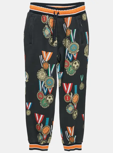 Dolce & Gabbana Kids Navy Blue Medal Print Jersey Knit Joggers 6 Yrs