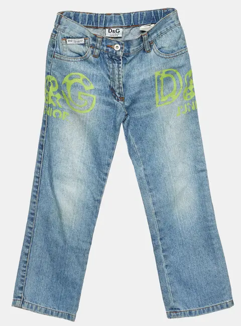 D&G Junior Blue Logo Print Denim Jeans Size 5Yrs