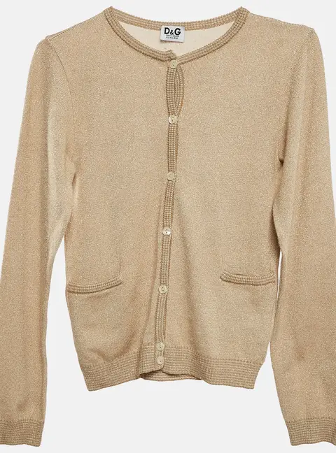 D&G Junior Gold Lurex Knit Button Front Cardigan S
