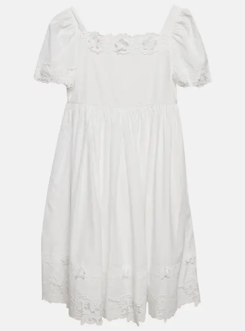 Dolce & Gabbana Kids White Lace Trim Cotton Dress 11 Yrs