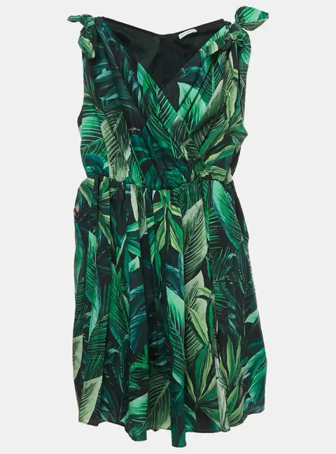 Dolce & Gabbana Kids Green Tropical Print Cotton Slit Dress Set 11/12 Yrs