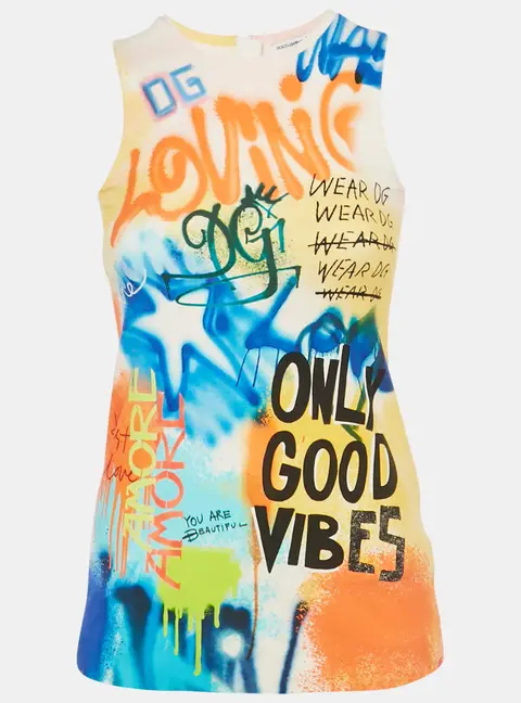 Dolce & Gabbana Kids Orange Printed Jersey A-Line Short Dress 6 Yrs