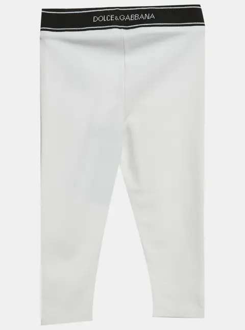 Dolce & Gabbana Kids White Logo Pattern Jersey Leggings 12-18M