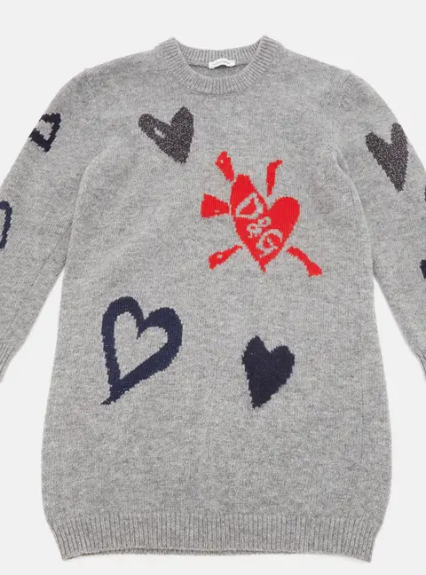 Dolce & Gabbana Grey Intarsia Wool Knit Sweater 6Yrs