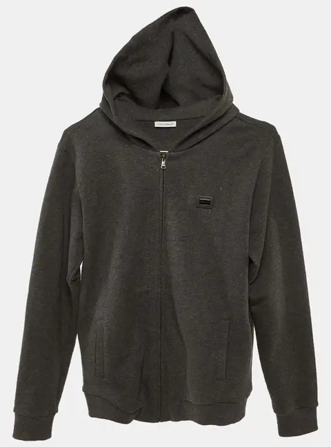 Dolce & Gabbana Kids Grey Cotton Hooded Jacket Size 11/12 Yrs