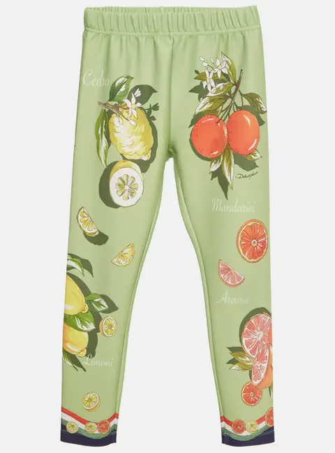 Dolce & Gabbana Kids Green Orange Print Jersey Pants 6Yrs
