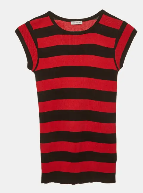 Dolce & Gabbana Red/Black Silk Stretch Knit Top 9/10 Yrs