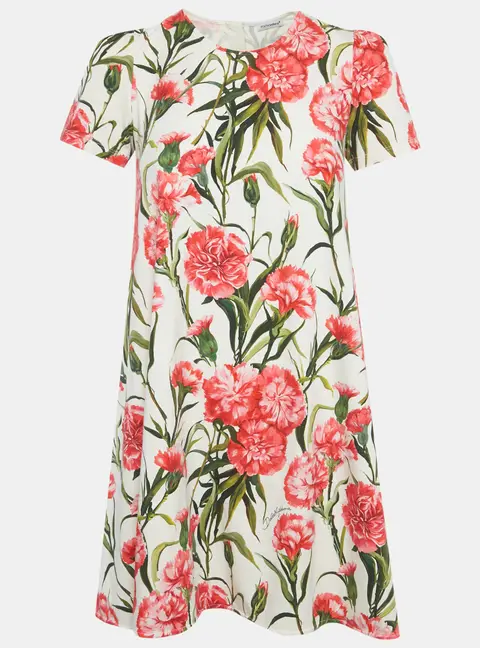 Dolce & Gabbana Kids White Floral Print Cotton Dress 11/12Yrs