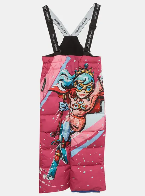 Dolce & Gabbana Pink Superhero Printed Synthetic Ski Pants 6Yrs