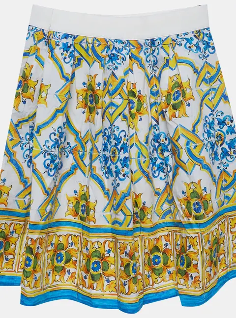 Dolce & Gabbana Multicolour Majolica Print Cotton Skirt 4 Yrs