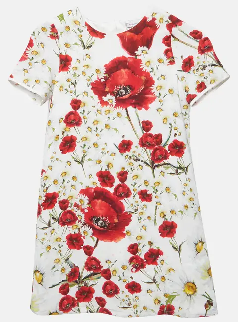 Dolce & Gabbana white Floral Printed Crepe Dress 7/8 Years