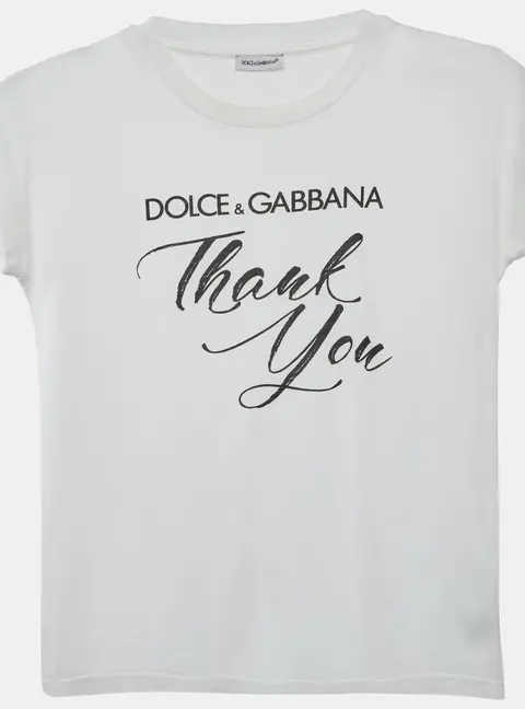 Dolce & Gabbana Kids White Thank You Graphic Jersey Knit T-shirt 9-10 Yrs