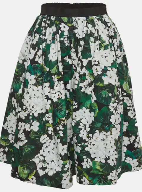 Dolce & Gabbana Exclusive Kids Green Floral Print Cotton Mini Skirt 11-12 Yrs