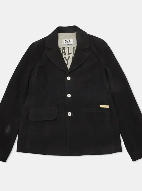 D&G Junior Black Corduroy Button Front Blazer Size 12 Yrs