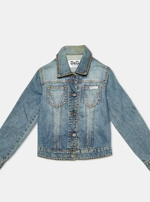 D&G Junior Blue Denim Studded Button Front Jacket 6 Yrs